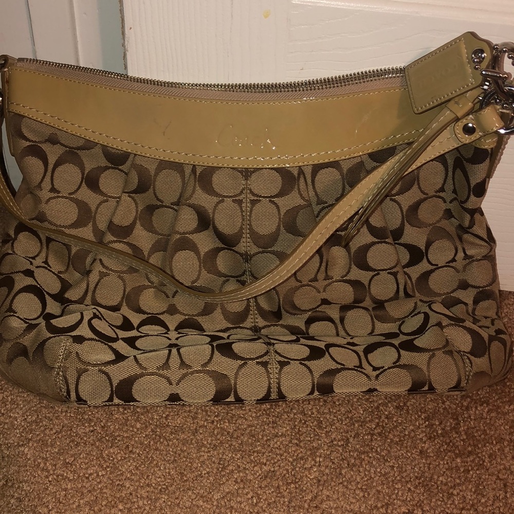Tan Coach purse